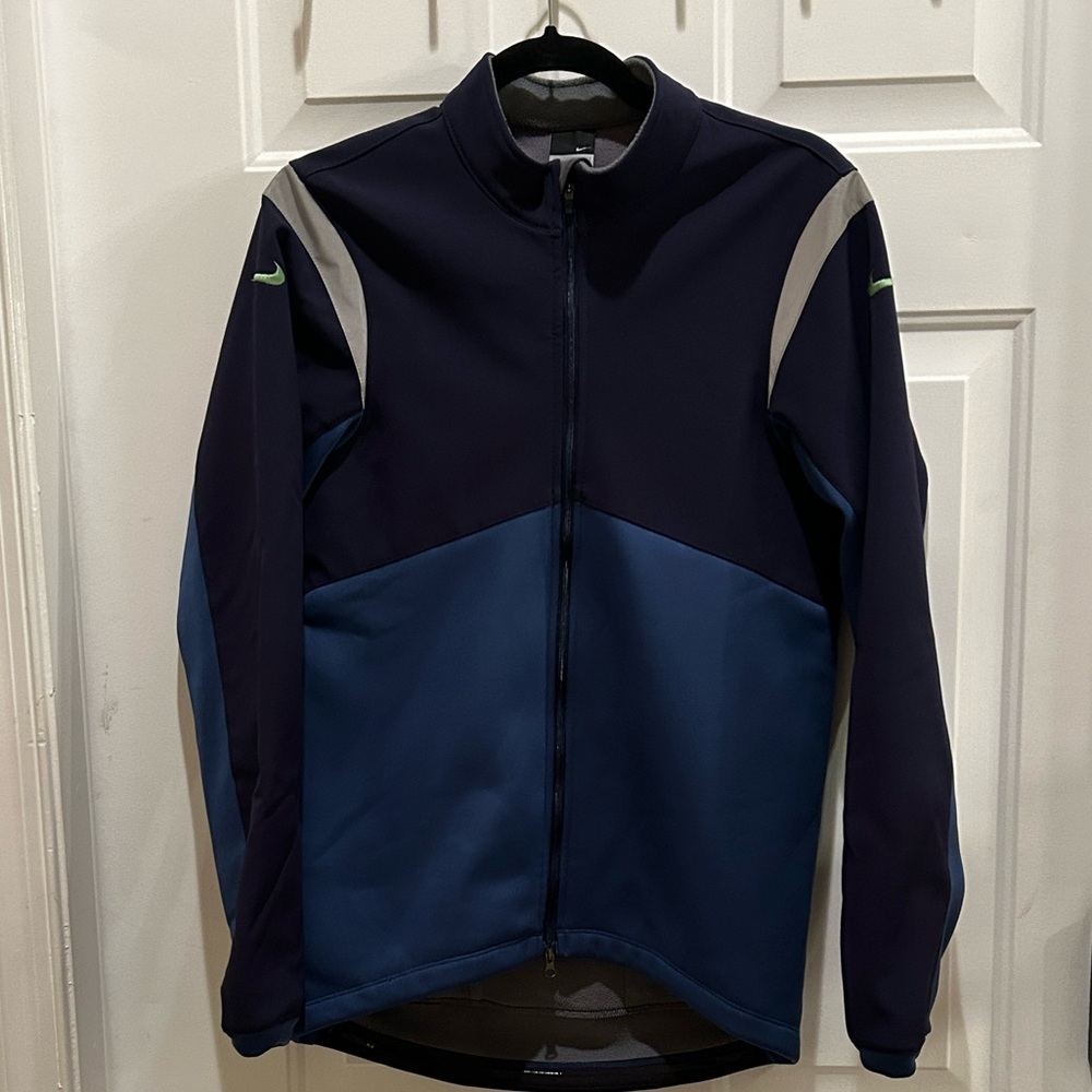 Nike Cycling Jacket Women's Medium Athletic Full Zip Blue Swoosh Lightweight
